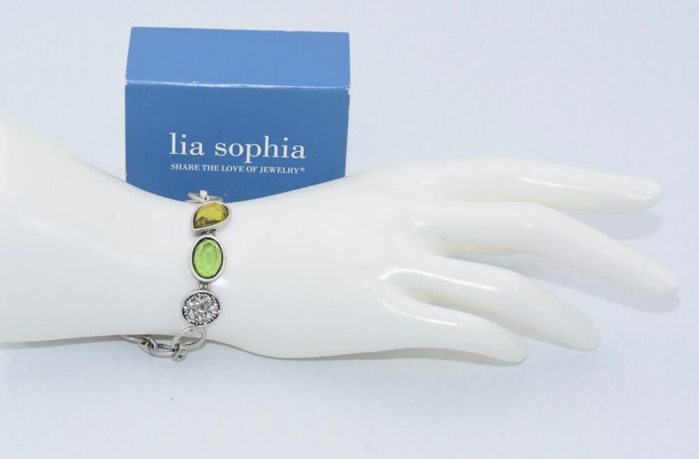 Lia Sophia Teardrop Crystal Rhinestone Chain Bracelet Toggle Closure NWT